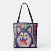 Husky, Pixel Art, pixelart Tote Bag (Achterkant)