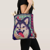 Husky, Pixel Art, pixelart Tote Bag (Dichtbij)