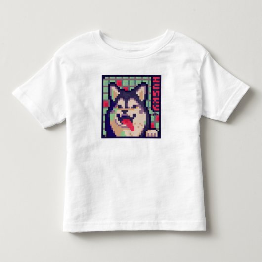Husky Pixelart Pixel Art Kinder Shirts (Voorkant)