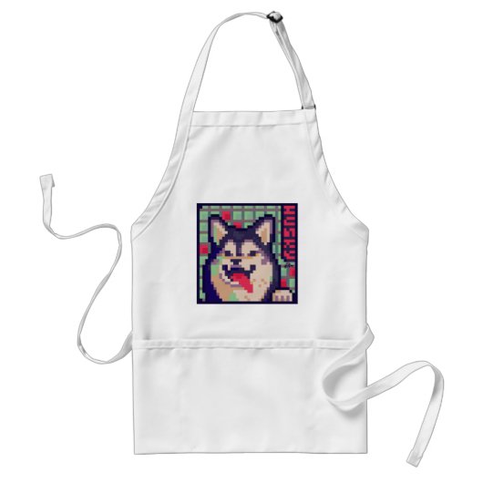 Husky Pixelart, Pixel Art Standaard Schort (Voorkant)