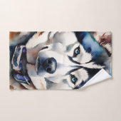 Husky Portrait Waterverf Kunst Bad Handdoek (Handdoek)