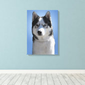 Husky Print Stretched Husky Malamute Dog Canvas (Insitu (Houten vloer))