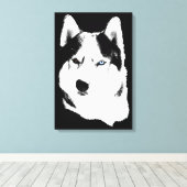 Husky Print Stretched Husky Malamute Dog Canvas (Insitu (Houten vloer))