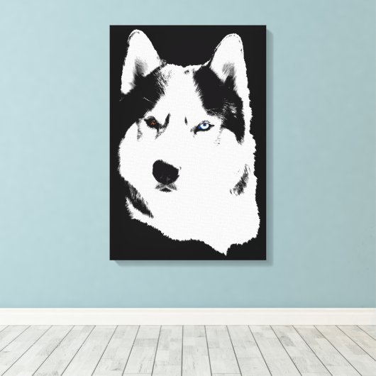 Husky Print Stretched Husky Malamute Dog Canvas (Insitu (Houten vloer))