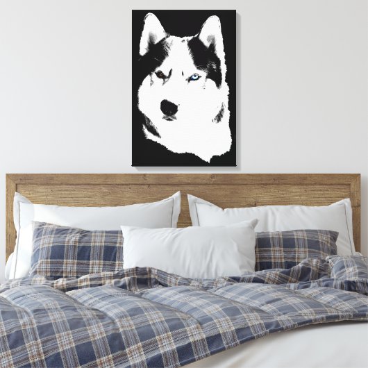 Husky Print Stretched Husky Malamute Dog Canvas (Insitu (Slaapkamer))