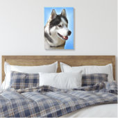 Husky Print Stretched Husky Malamute Dog Canvas (Insitu (Slaapkamer))