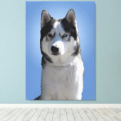 Husky Print Stretched Husky Malamute Dog Canvas (Insitu (Houten vloer))