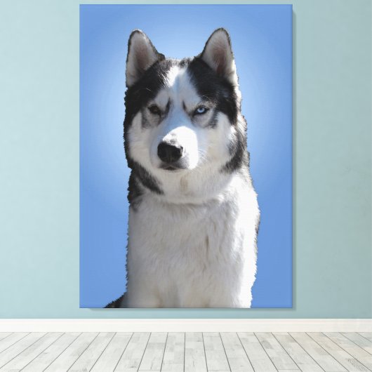 Husky Print Stretched Husky Malamute Dog Canvas (Insitu (Houten vloer))
