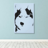 Husky Print Stretched Husky Malamute Dog Canvas (Insitu (Houten vloer))