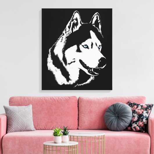 Husky Print Stretched Siberian Husky Dog Canvas (Insitu (Woonkamer))