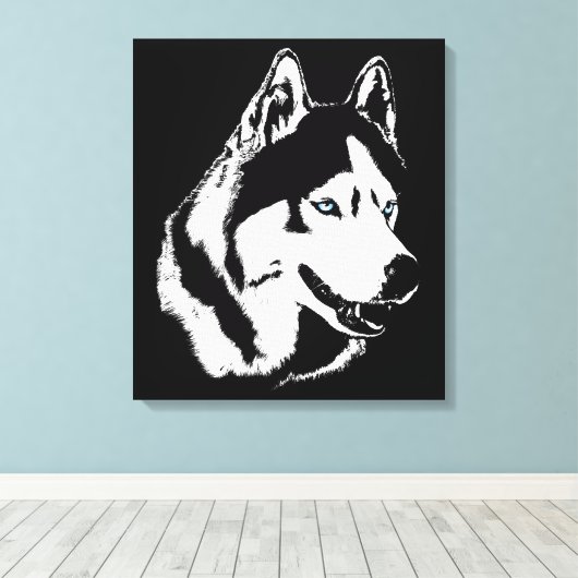 Husky Print Stretched Siberian Husky Dog Canvas (Insitu (Houten vloer))