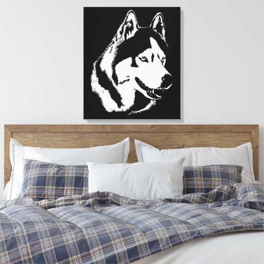 Husky Print Stretched Siberian Husky Dog Canvas (Insitu (Slaapkamer))