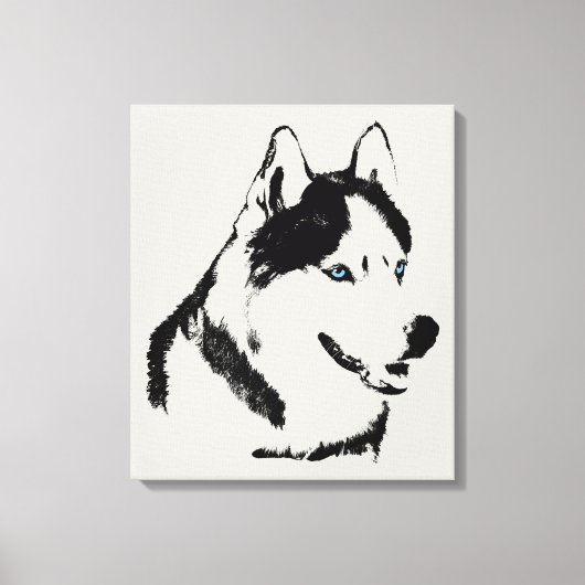 Husky Print Stretched Siberian Husky Dog Canvas (Voorkant)