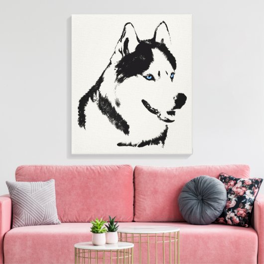 Husky Print Stretched Siberian Husky Dog Canvas (Insitu (Woonkamer))