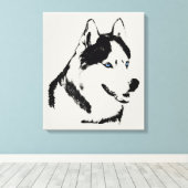 Husky Print Stretched Siberian Husky Dog Canvas (Insitu (Houten vloer))