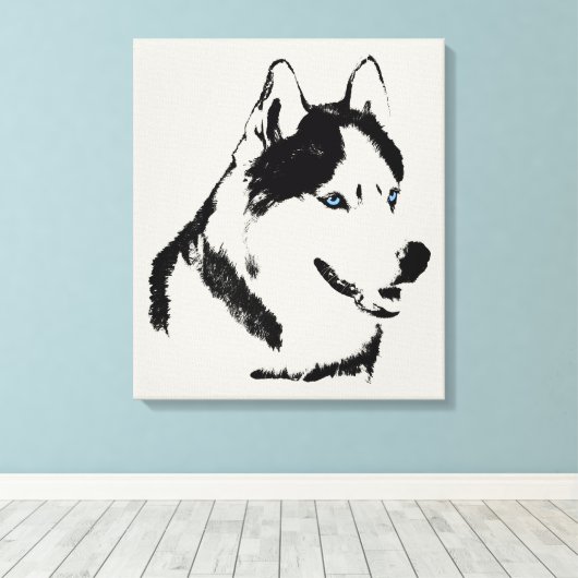 Husky Print Stretched Siberian Husky Dog Canvas (Insitu (Houten vloer))