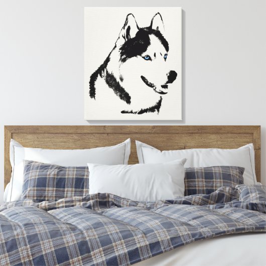 Husky Print Stretched Siberian Husky Dog Canvas (Insitu (Slaapkamer))