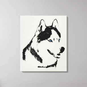 Husky Print Uitgerekte Siberische Husky Hond Canva