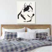 Husky Print Uitgerekte Siberische Husky Hond Canva (Insitu (Slaapkamer))