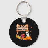 Husky Pumpkin Patch Thanksgiving Dog in pomkin Fa Sleutelhanger (Voorkant)