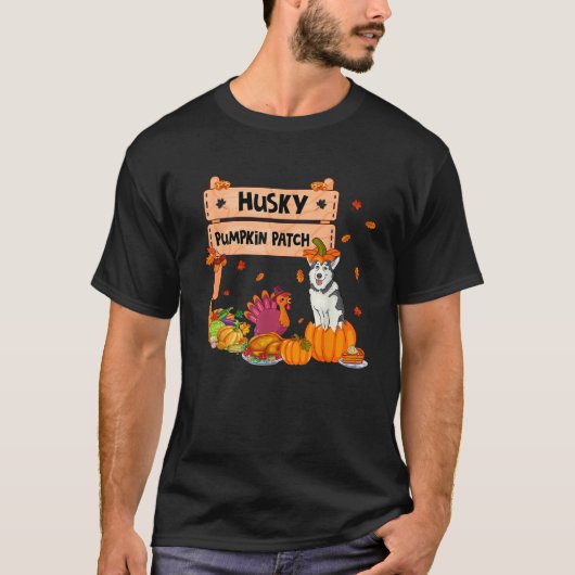 Husky Pumpkin Patch Thanksgiving Dog In Pumpkin Ca T-shirt (Voorkant)