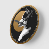 Husky Pup Clock geeft decor Sled Dog Wall Clock Ronde Klok (Hoek)