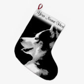 Husky Pup-kerststaart Aangepast Husky Stocking Grote Kerstsok (Voorkant (Hangend))