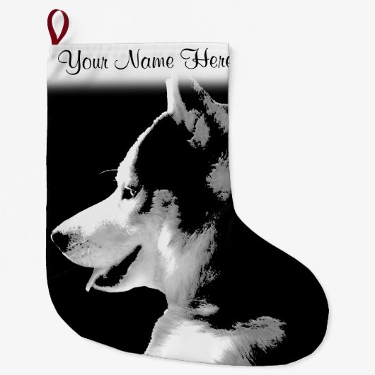 Husky Pup-kerststaart Aangepast Husky Stocking Grote Kerstsok (Voorkant)