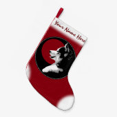 Husky Pup-kerststaart Aangepast Husky Stocking Kleine Kerstsok (Voorkant (Hangend))