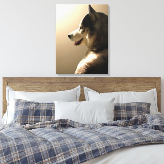 Husky Pup Print Husky Puppy Canvas (Insitu (Slaapkamer))