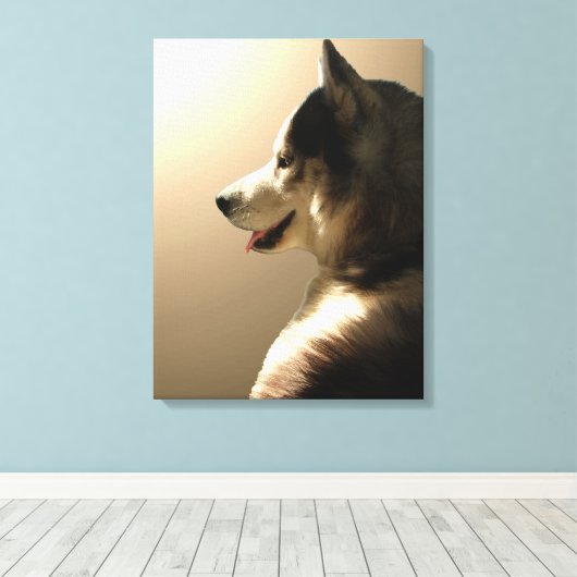 Husky Pup Print Husky Puppy Canvas (Insitu (Houten vloer))