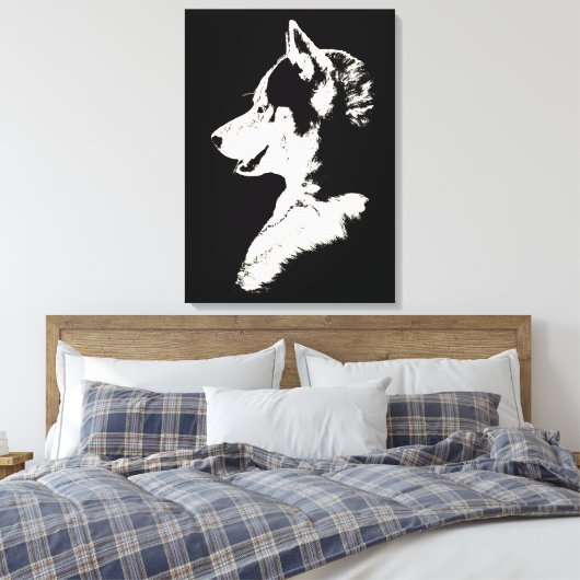 Husky Pup Print Siberian Husky Dog Canvas (Insitu (Slaapkamer))