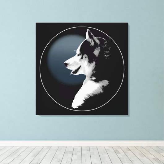 Husky Pup Print Siberian Husky Dog Canvas (Insitu (Houten vloer))