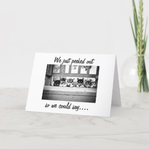 HUSKY-PUPPIES KOMEN OM MERRY CHRISTMAS TE ZEGGEN FEESTDAGEN KAART