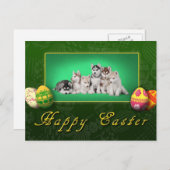 Husky puppies Pasen Feestdagenkaart (Voorkant / Achterkant)
