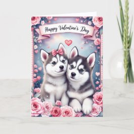 Husky Puppies Valentijnskaart Kaart