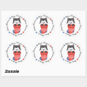 Husky Puppy Dog Cute Festive Merry Kerstry Ronde Sticker (Vel)
