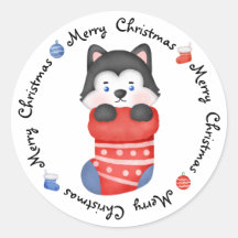 Husky Puppy Dog Cute Festive Merry Kerstry