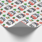 Husky Puppy Dog Santa Festive Holiday Cadeaupapier (Hoek)