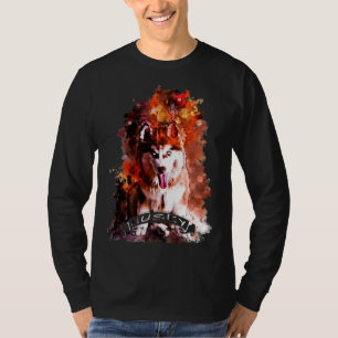 Husky Puppy Dog Waterverf Spletters T-shirt