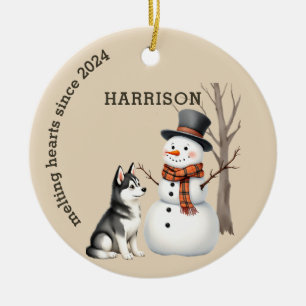 Husky Puppy Hart smelten Custom Keepsake Keramisch Ornament