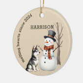 Husky Puppy Hart smelten Custom Keepsake Keramisch Ornament (Links)