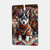 Husky puppy hond gepersonaliseerde kerst metalen ornament (Voorkant links)