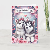 Husky Puppy Honden Valentijnsdag Wenskaart