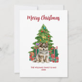 Husky Puppy Hondenfamilie Kerstmis Feestdagenkaart (Voorkant)