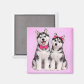Husky Puppy Liefde Valentijn Magnet (Voorkant / Achterkant)
