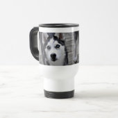 Husky Puppy Plastic Travel Mug Reisbeker (Voorkant links)