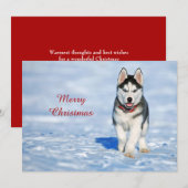Husky Puppy Snow-foto met Kerstmis Feestdagenkaart (Voorkant / Achterkant)