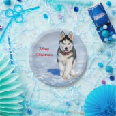 Husky Puppy Snow-kerstfoto Papieren Bordje (Feest)