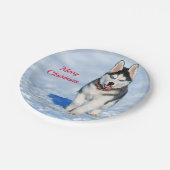 Husky Puppy Snow-kerstfoto Papieren Bordje (Gekanteld)